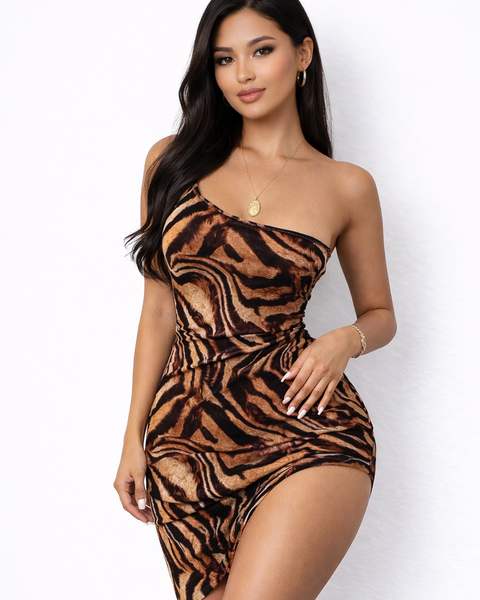 Leopard Print Slit Dress