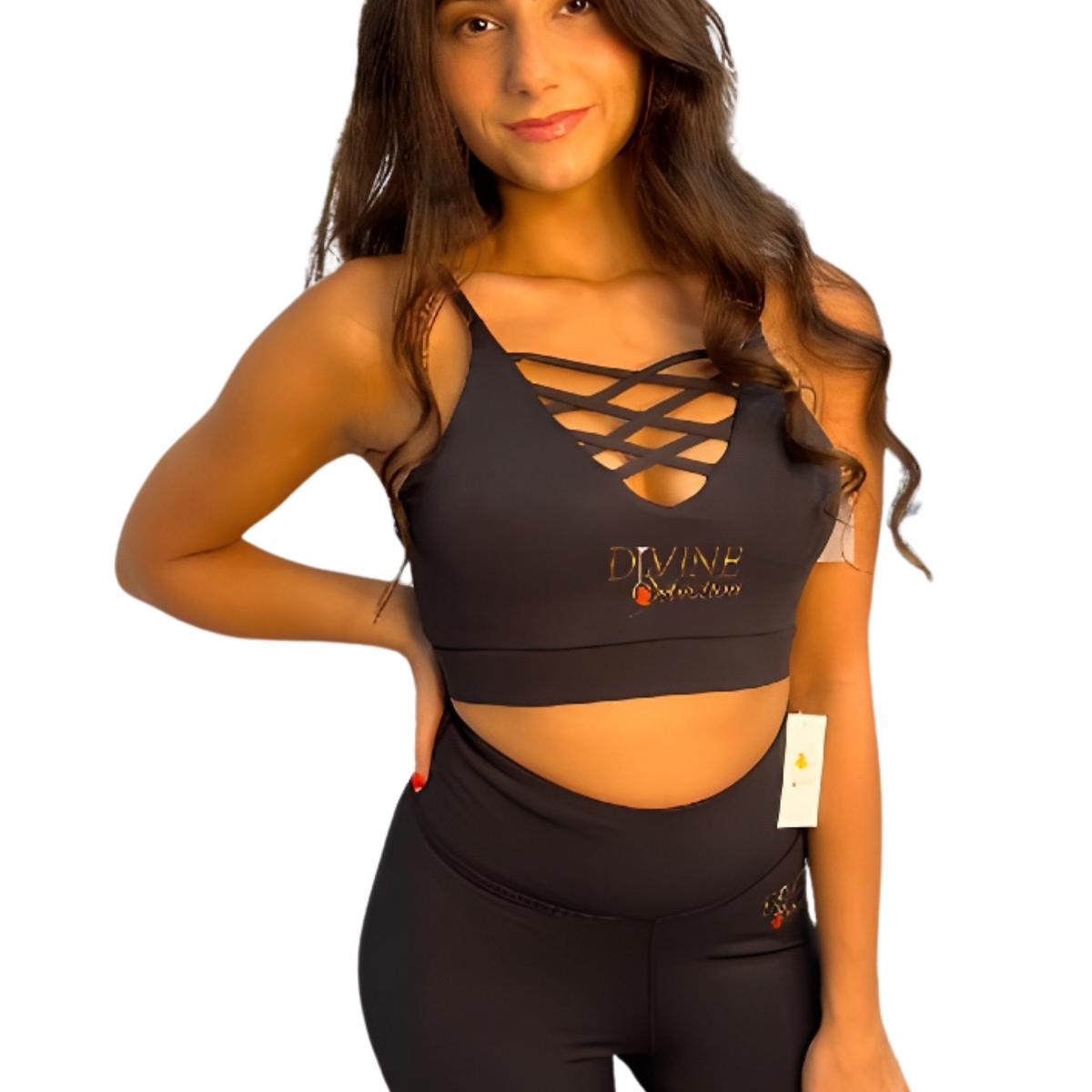 Divine Selection Two Piece Set Leggings and Yelete Criss Cross Bralette