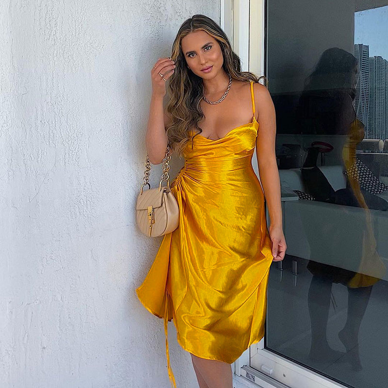 Satin Slip Dress with Slit