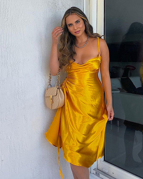 Satin Slip Dress with Slit