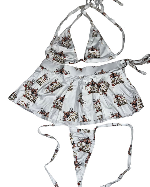 Exotic Dance Wear White Marble Divine Selection Three Piece