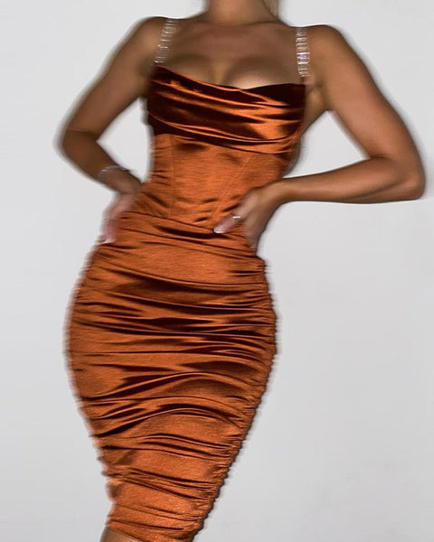 Diamond Chain Satin Bodycon Dress