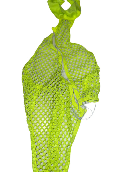 Exotic Dance Wear Lemon-Candy Laced and Net Strip Outfit