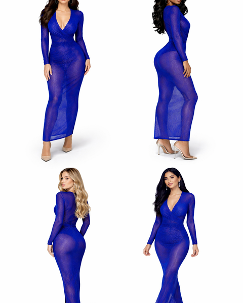 Glitter Mesh Evening Gown