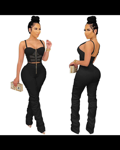 Ruched Two-Piece Pant Set