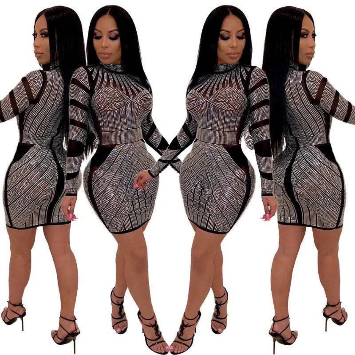 Embellished Crewneck Bodycon Dress
