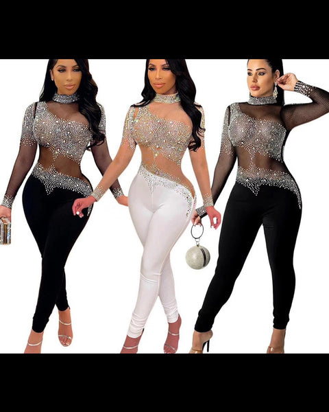 Embellished Mesh jumpsuit