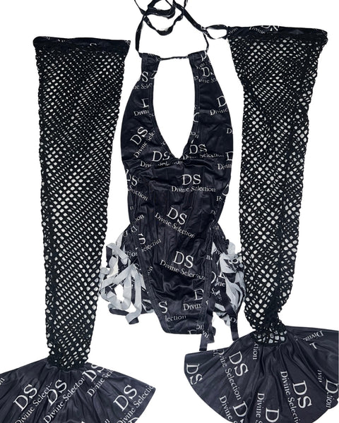 Exotic Dance Wear One Piece Divine Selection With Fishnet Stockings