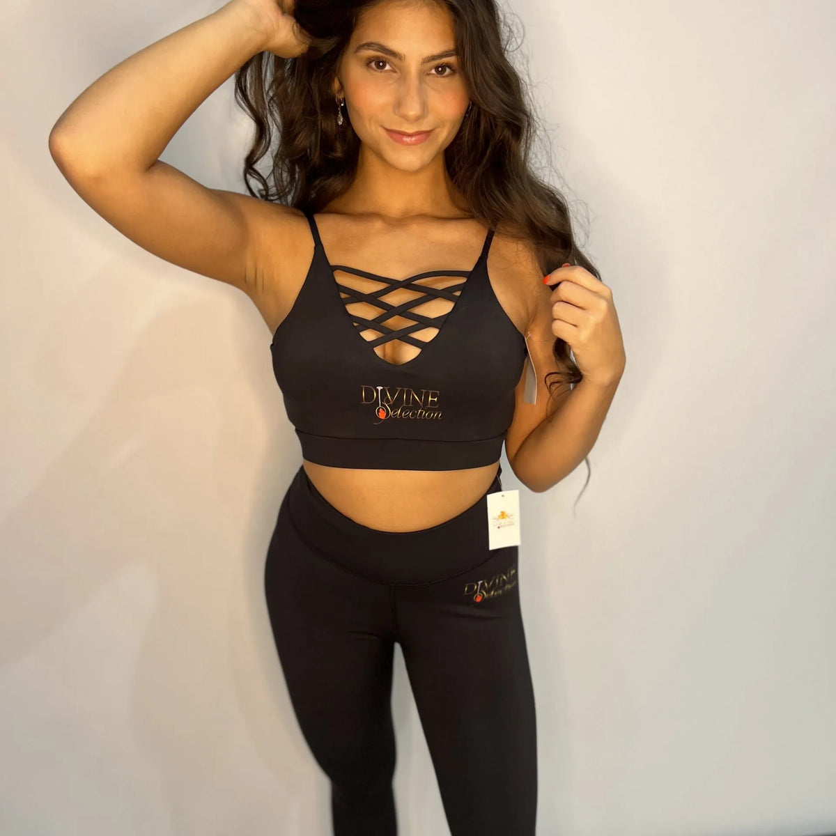 Divine Selection Two Piece Set Leggings and Yelete Criss Cross Bralette