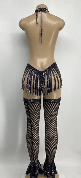 Exotic Dance Wear One Piece Divine Selection With Fishnet Stockings