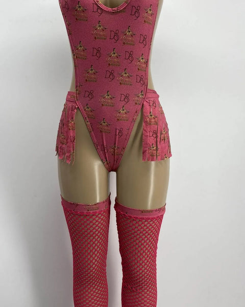 Exotic Dance Wear Rose Divine Selection One Piece with Stockings