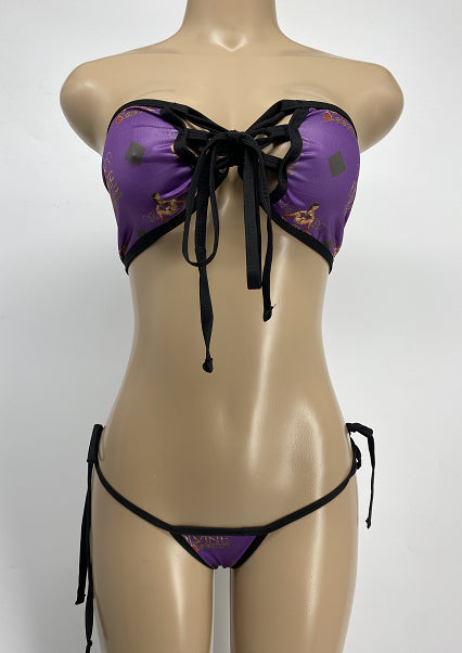 Lavender Lace-Up Two-Piece Dance Set