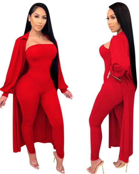 Knit Jumpsuit and Cardigan Set