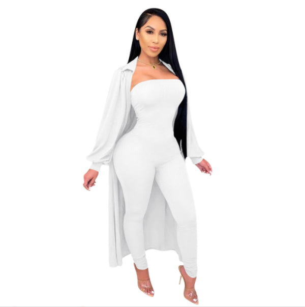 🔥 Chic Knit Jumpsuit &amp; Cardigan Set – Effortless Elegance