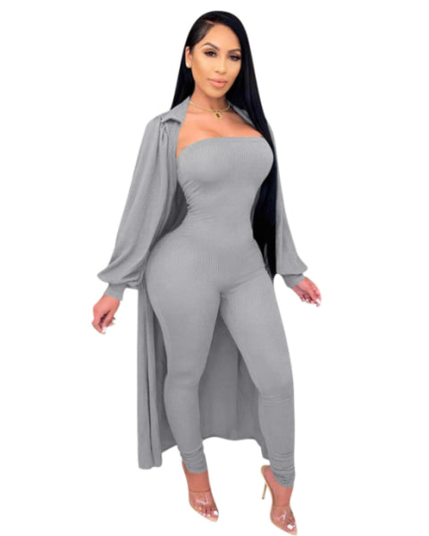 Knit Jumpsuit and Cardigan Set