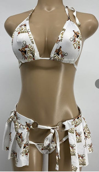 Exotic Dance Wear White Marble Divine Selection Three Piece