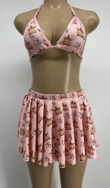 Exotic Dance Wear Two Piece with Skirt Divine Selection