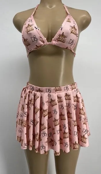 Exotic Dance Wear Two Piece with Skirt Divine Selection